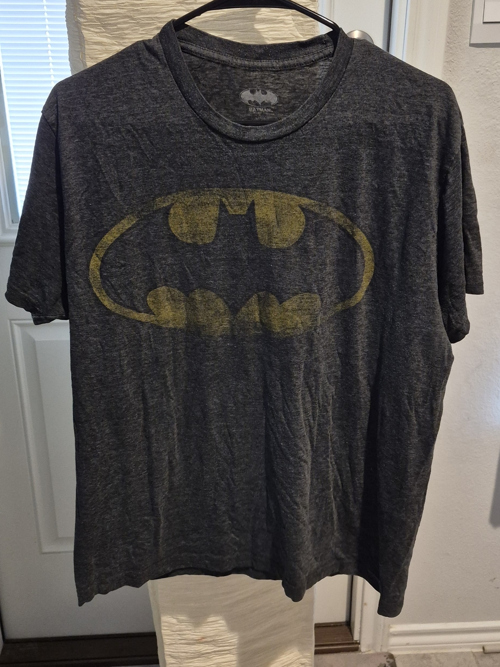 Batman Short-Sleeve Tee in Charcoal with Yellow Logo
